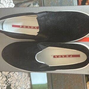 Prada Black Suede Loafers